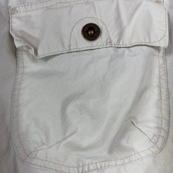 Levis 14 Pants Capris Roll Up Leg 100% Cotton Poplin Cream Ivory Flap Pockets - Picture 8 of 10
